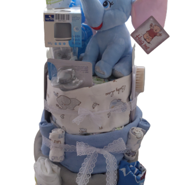Special DiaperCake Elephant Δώρο για νεογέννητο αγοράκι - αγόρι, σετ δώρου