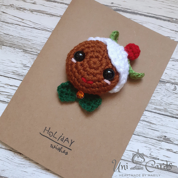 Χριστουγεννιάτικη κάρτα - Gingerbread Man - νήμα, ευχετήριες κάρτες - 4