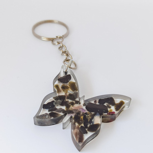 Μπρελόκ από υγρό γυαλί σε σχήμα πεταλούδας με πετρες - ημιπολύτιμες πέτρες, ρητίνη - 3
