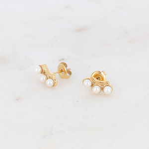 Clip on σκουλαρίκια με πέρλες σε χρυσή απόχρωση - καρφωτά, ατσάλι, πέρλες, φθηνά