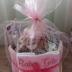Τουρτοπανα για νεογέννητο κοριτσάκι Pink Bear - κορίτσι, σετ δώρου - 2