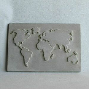Διακοσμητικός παγκόσμιος Χάρτης Γκρί 30cm| Concrete Decor - τσιμέντο, διακοσμητικά