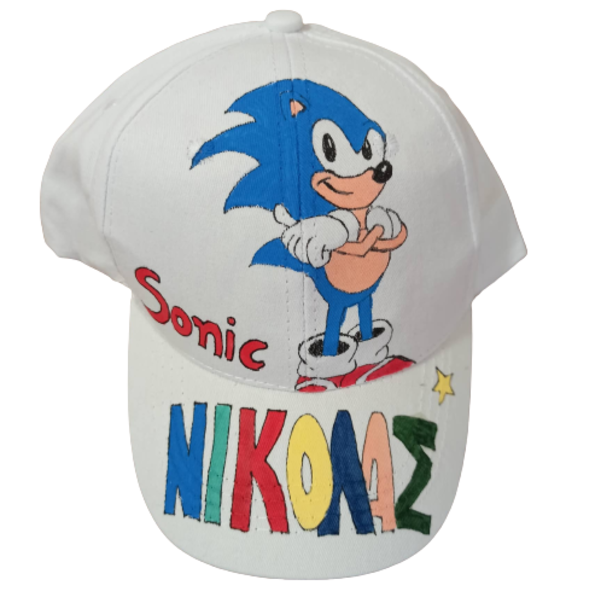 παιδικό καπέλο Jockey με όνομα και θέμα sonic ( σόνικ ) - όνομα - μονόγραμμα, καπέλα, προσωποποιημένα, games