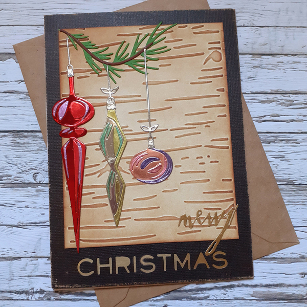 Κάρτα Χριστουγέννων - Στολίδια Ρετρό - στολίδι, κάρτα ευχών, χριστουγεννιάτικα δώρα, στολίδι δέντρου, ευχετήριες κάρτες - 4