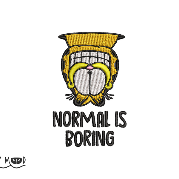 Βαμβακερό μπλουζάκι με κεντητό σχέδιο Garfield Normal is boring - γάτα - 2