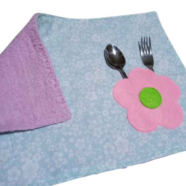 Παιδικό σουπλά λουλουδάκια ( 39 χ 25 εκ.) - πετσέτα, χειροποίητα, σουπλά - 2