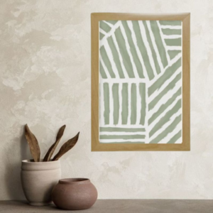 Κάδρο JAPANDI STYLE γεωμετρικό σε olive green με ξύλινη κορνίζα σε φυσικό χρώμα (32 χ 22 εκ. ) - πίνακες & κάδρα, διακόσμηση σαλονιού - 3