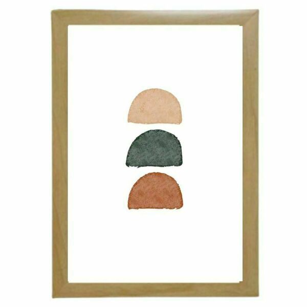 Κάδρο boho abstract art με ξύλινη κορνίζα σε φυσικό χρώμα (32 χ 22 εκ. ) - πίνακες & κάδρα, διακόσμηση σαλονιού