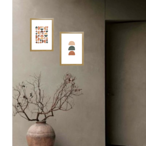 Κάδρο boho abstract art με ξύλινη κορνίζα σε φυσικό χρώμα (32 χ 22 εκ. ) - πίνακες & κάδρα, διακόσμηση σαλονιού - 5