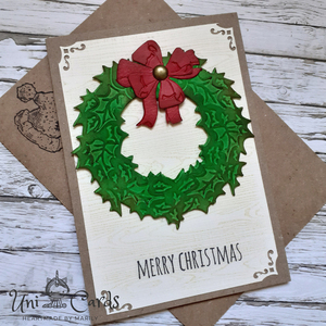Σετ 3 χριστουγεννιάτικων καρτών 01 - νήμα, στεφάνια, ευχετήριες κάρτες - 4