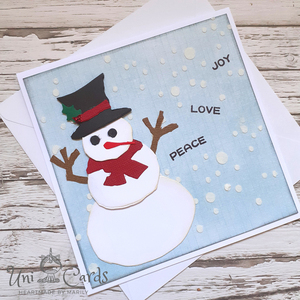 Σετ 3 χριστουγεννιάτικων καρτών 03 - νήμα, χιονάνθρωπος, ευχετήριες κάρτες - 2