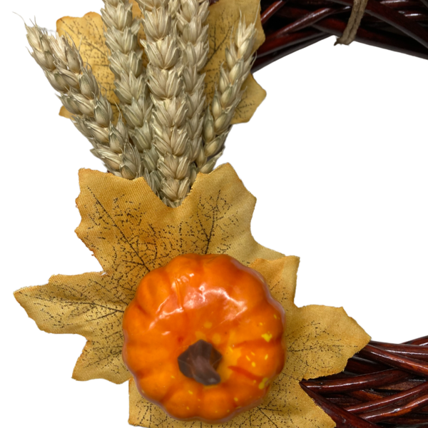 Χειροποιητο Φθινοπωρινο Διακοσμητικο Καφε Στεφανι Με Σταχυα Και Κολοκυθα διαμ. 20 cm - στεφάνια, φθινόπωρο - 2