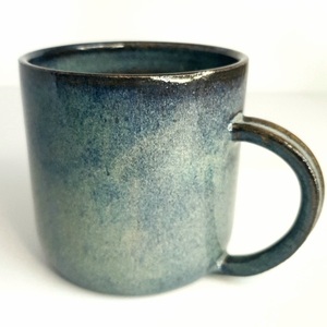 Χειροποίητη stoneware κούπα Μπλε - Καφέ - 300ml - πηλός, κούπες & φλυτζάνια