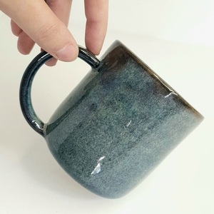 Χειροποίητη stoneware κούπα Μπλε - Καφέ - 300ml - πηλός, κούπες & φλυτζάνια, κεραμική κούπα - 2