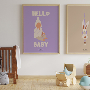 Βρεφική αφίσα 30x40cm | | Αποχρώσεις του λιλά χωρίς κάδρο | χαρτί illustration 200gr - πίνακες & κάδρα, παιδικό δωμάτιο, προσωποποιημένα, παιδικά κάδρα - 2
