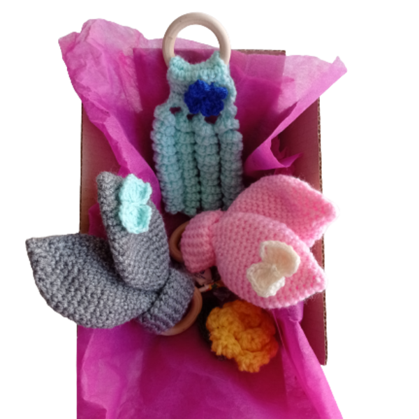 Ξύλινο μασητικό κρικάκι οδοντοφυΐας τιρκουάζ χταπόδι με λουλούδι. Υψος 18εκ - βρεφικά, amigurumi, δώρα για μωρά, μασητικά μωρού - 5