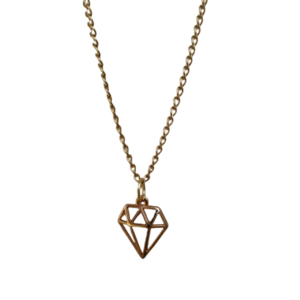 Κολιέ με ατσάλινη αλυσίδα και διαμάντι 26εκ - charms, επιχρυσωμένα, ατσάλι