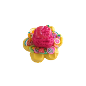 Δαχτυλίδι βάφλα μεσαία με παγωτό καρπούζι και φρούτα με πολυμερικό πηλό / μεγάλο / μεταλλική βάση / αυξομειούμενο / Twice Treasured - πηλός, cute, γλυκά, αυξομειούμενα, kawaii - 5