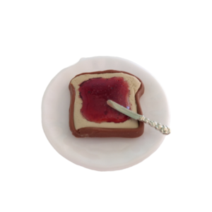 Δαχτυλίδι φέτα ψωμί με μαρμελάδα φράουλα με πολυμερικό πηλό / μεσαίο / μεταλλική βάση / αυξομειούμενο / Twice Treasured - πηλός, cute, γλυκά, αυξομειούμενα, kawaii