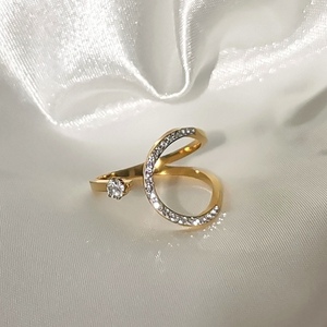 Δαχτυλίδι Με Ζιρκόν Melany - επιχρυσωμένα, ορείχαλκος, για γάμο, μεγάλα, φθηνά - 2