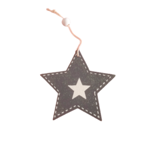 Στολιδι/Γουρι 2024 Αστέρι ξυλινο γκρί με λευκό 8εκ. και απαλό glitter- apois - ξύλο, αστέρι, χριστουγεννιάτικα δώρα, Black Friday, στολίδια