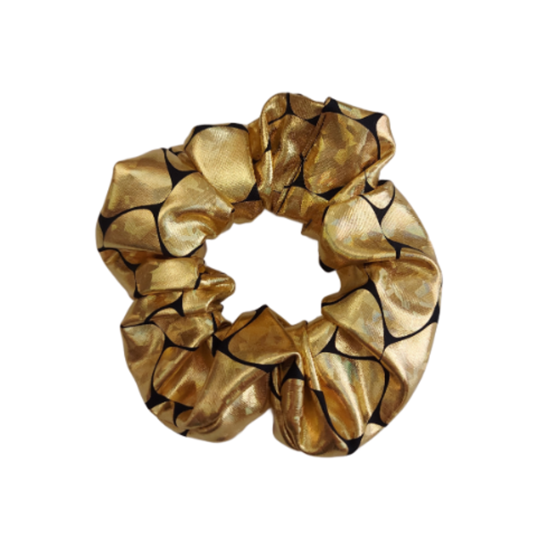 Χρυσό scrunchie από lurex ύφασμα σε μικρό μέγεθος, διάμετρος 11εκ - ύφασμα, λαστιχάκια μαλλιών, μεγάλα scrunchies - 2
