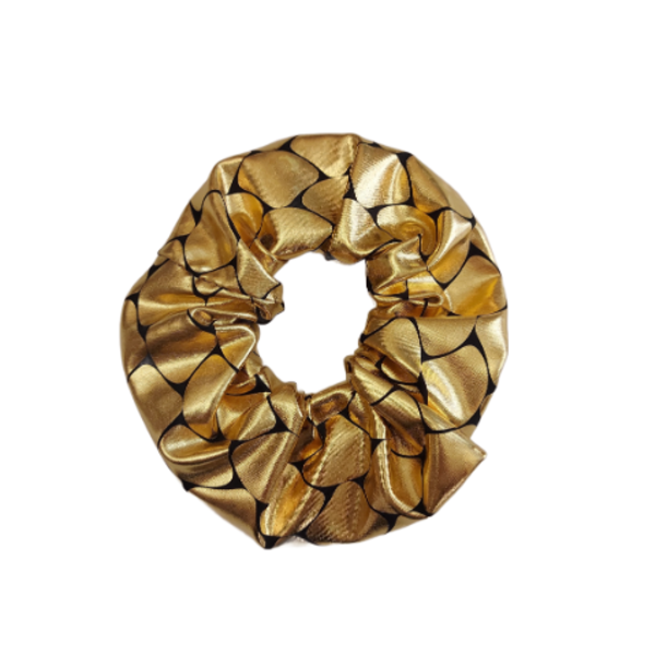 Χρυσό scrunchie από lurex ύφασμα σε μεσαίο μέγεθος, διάμετρος 13εκ - ύφασμα, λαστιχάκια μαλλιών, μεγάλα scrunchies - 2