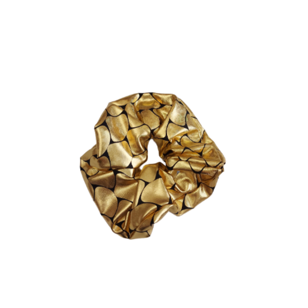 Χρυσό scrunchie από lurex ύφασμα σε μεγάλο μέγεθος, διάμετρος 16εκ - ύφασμα, λαστιχάκια μαλλιών, μεγάλα scrunchies - 2