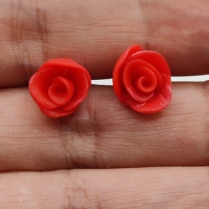 Σκουλαρίκια roses - πηλός, λουλούδι, καρφωτά, μικρά, φθηνά - 3