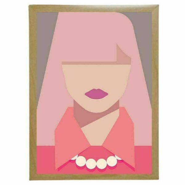 Κάδρο abstract art print " pink lady " με ξύλινη κορνίζα σε φυσικό ή μαύρο χρώμα (32 χ 22 εκ. ) - πίνακες & κάδρα, διακόσμηση σαλονιού - 2