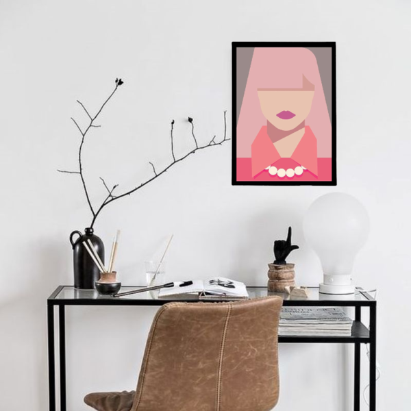 Κάδρο abstract art print " pink lady " με ξύλινη κορνίζα σε φυσικό ή μαύρο χρώμα (32 χ 22 εκ. ) - πίνακες & κάδρα, διακόσμηση σαλονιού - 3