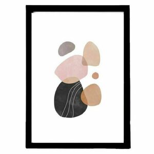 Κάδρο abstract art print σε απoχρώσεις ροζ-λιλά-μαύρο με ξύλινη κορνίζα σε φυσικό ή μαύρο χρώμα (32 χ 22 εκ. ) - πίνακες & κάδρα, abstract, διακόσμηση σαλονιού