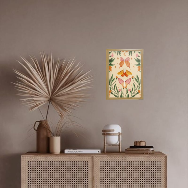 Καδράκι " πεταλούδες " με ξύλινη κορνίζα σε φυσικό χρώμα (21 χ 16 εκ. ) - πίνακες & κάδρα, διακόσμηση σαλονιού - 2