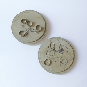 Δίσκοι κοσμημάτων σετ2τεμ τσιμεντένιοι στρογγυλοί υπερυψωμένοι γκρι 12εκΧ2εκ - οργάνωση & αποθήκευση, τσιμέντο, σετ δώρου - 2