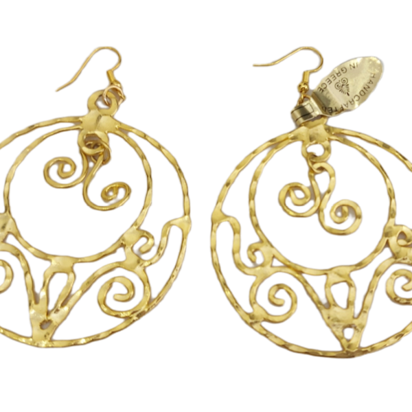 Χειροποίητα σκουλαρίκια, Antiquity - επιχρυσωμένα, χαλκός, boho, κρεμαστά