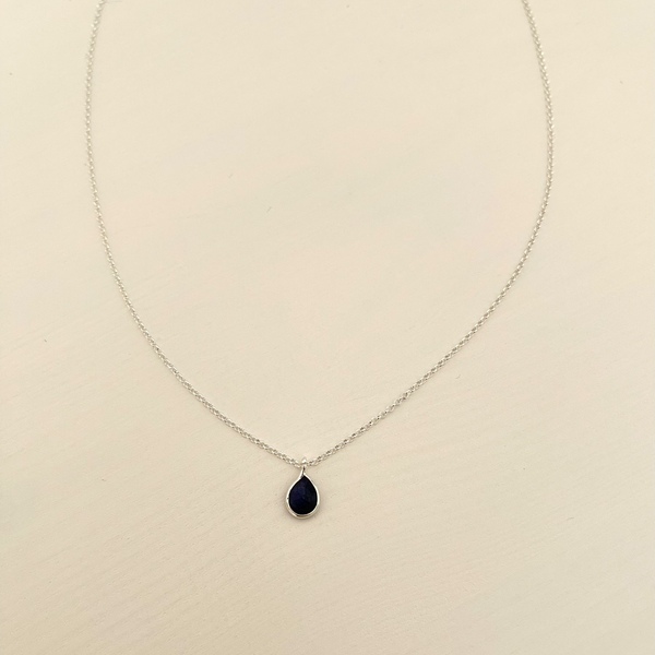 Μίνιμαλ κολιέ με μενταγιόν μπλε Χαλαζία σε σχήμα δάκρυ από ασήμι 925. - ασήμι, ημιπολύτιμες πέτρες, κοντά, μενταγιόν - 4
