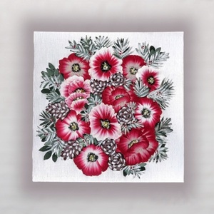 Κόκκινα λουλούδια - πίνακες & κάδρα, χριστουγεννιάτικα δώρα, διακόσμηση σαλονιού, πίνακες ζωγραφικής