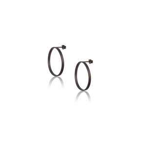 Σκουλαρίκια κρίκοι μαύρα Ciclo small - ασήμι 925, κρίκοι, μικρά, καρφάκι, επιπλατινωμένα