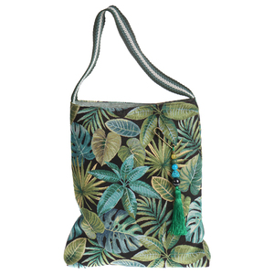 Τσάντα διπλής όψεως tropical leaves - ύφασμα, ώμου, φλοράλ, all day, tote