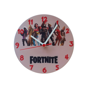Ξύλινο ρολόι τοίχου 20εκ "Fortnite" - αγόρι, ρολόι, δώρο, ρολόγια, ήρωες κινουμένων σχεδίων, διακοσμητικό παιδικού δωματίου