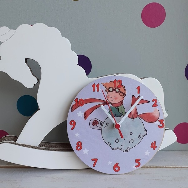 Ξύλινο ρολόι τοίχου 20εκ "Μικρός πρίγκιπας" - αγόρι, ρολόι, δώρο, μικρός πρίγκιπας, ρολόγια, διακοσμητικό παιδικού δωματίου - 3