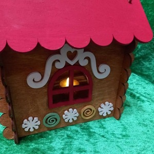 Χριστουγενιάτικο διακοσμητικό σπιτάκι Νο2 - ξύλο, σπίτι, νονά, δασκάλα, διακοσμητικά - 4