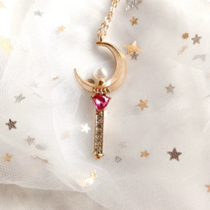 Sailor Moon Power | Κολιέ με ατσάλινη αλυσιδα και φεγγάρι 40εκ - επάργυρα, κοντά, ατσάλι, φθηνά