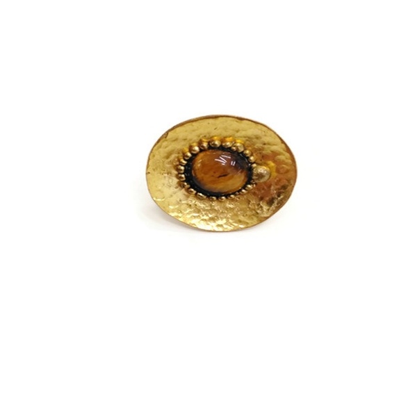 Μπρούτζινο Δαχτυλίδι Μάτι Τίγρη - επιχρυσωμένα, μπρούντζος, μεγάλα, αυξομειούμενα - 2