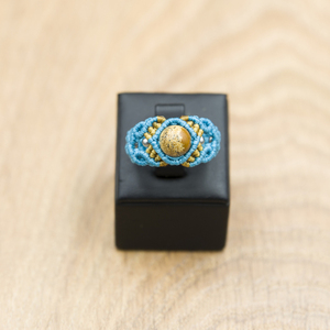 Μακραμέ δαχτυλίδι, τιρκουάζ χρώματος με ίασπι ( Jasper) - ημιπολύτιμες πέτρες, μακραμέ, boho, σταθερά - 4