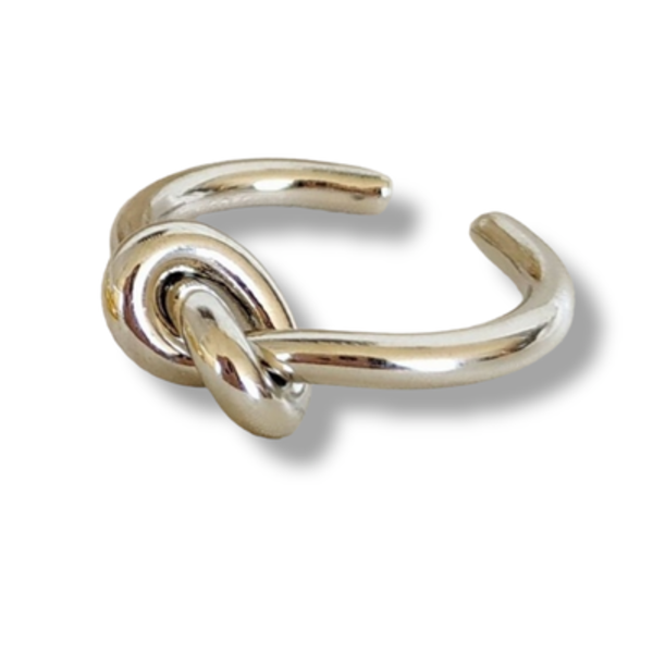 Ατσάλινο δαχτυλίδι, σχέδιο κόμπος σε ασημί χρώμα - βεράκια, ατσάλι, αυξομειούμενα