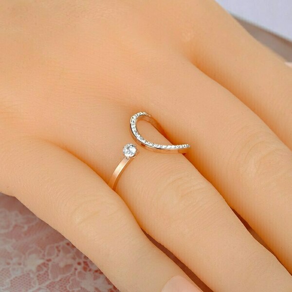Δαχτυλίδι Με Ζιρκόν Melany - επιχρυσωμένα, ορείχαλκος, για γάμο, μεγάλα, φθηνά - 3