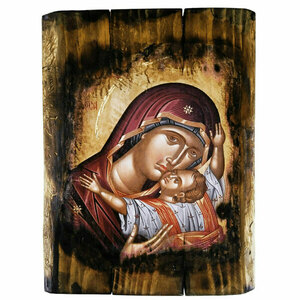 Παναγία Καρδιώτισσα Εικόνα Σε Ξύλο 23x32cm - πίνακες & κάδρα, πίνακες ζωγραφικής, εικόνες αγίων
