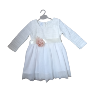 Φορεμα λευκο με ροζ λουλούδι - κορίτσι, παιδικά ρούχα