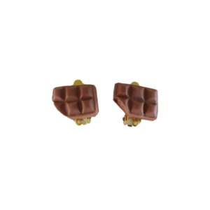 Παιδικά σκουλαρίκια με κλιπ μπάρες σοκολάτας με πολυμερικό πηλό / μεσαία / ατσάλι / Twice Treasured - πηλός, cute, γλυκά, παιδικά σκουλαρίκια